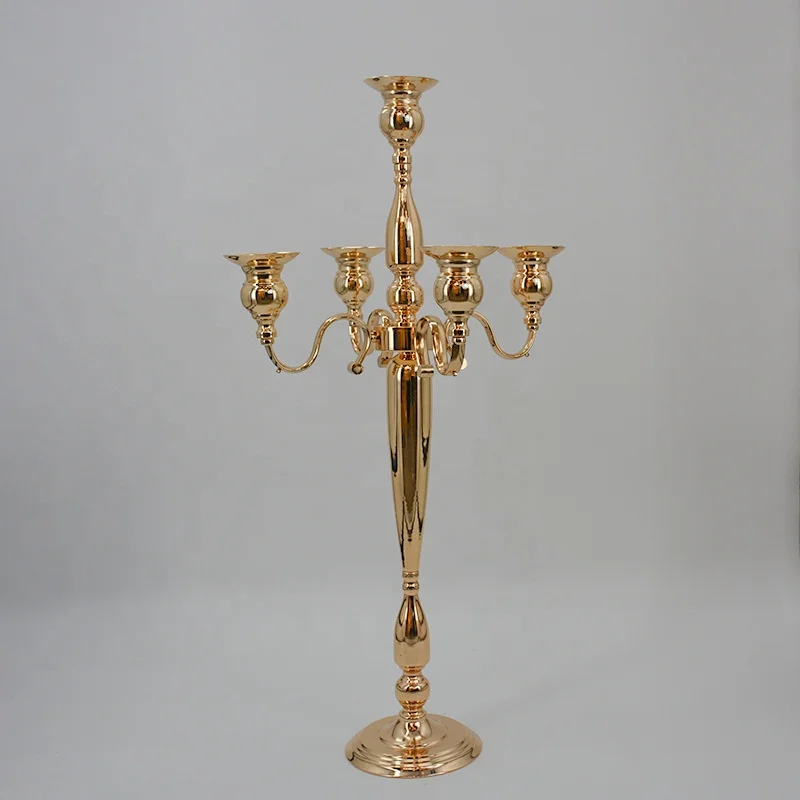 2022 Top Sale 5 Arm Metal Candle Holder Luxury Wedding Candelabra Tall Metal Candle Holder