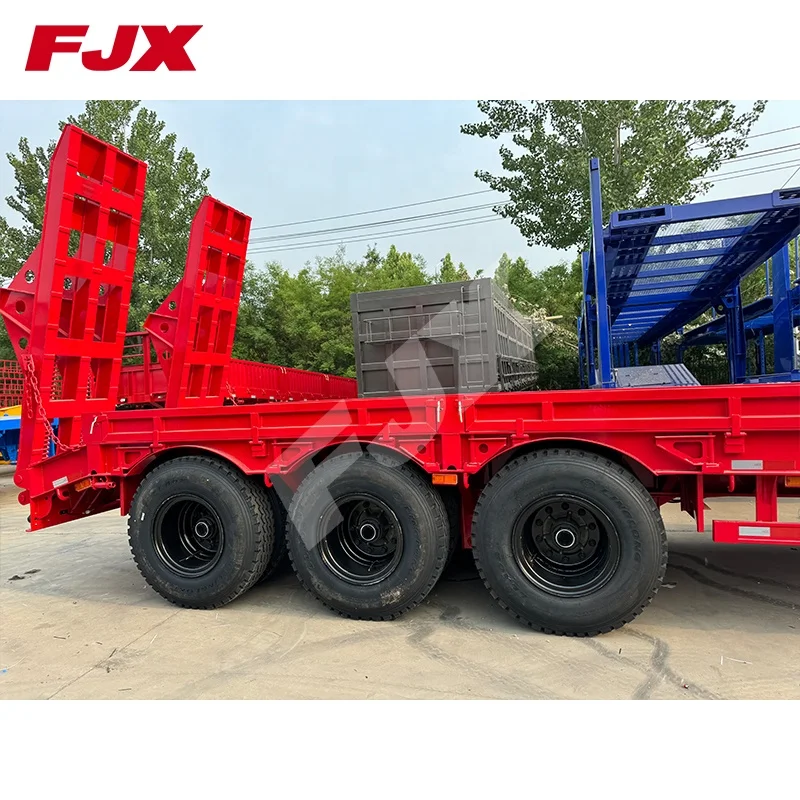 3 Axles 60 Tons 80 Tons Low body Trailer with Gooseneck Lowbed Trailer Low Flatbed Semi Trailer for Sale