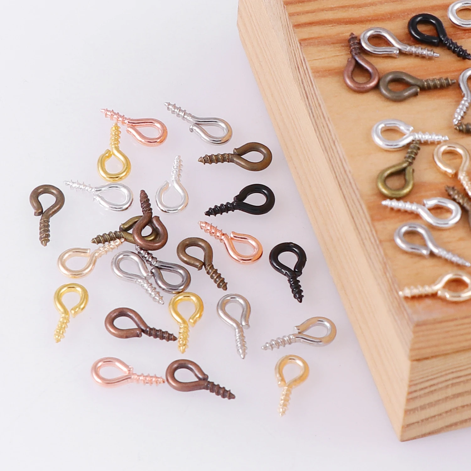 TikTok Hot Sale 100pcs/bag Mini Screw Eye Pins for Jewelry Making Pearl Beads Screw Threaded Hooks Eyelets Clasps Findings