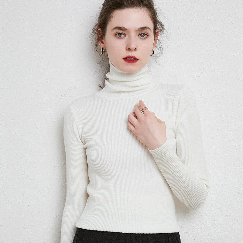 Топ Мода Custom женское платье с длинным рукавом с высоким, плотно облегающим шею воротником для женщин с высоким воротом, женские, для девочек, вязаный пуловер, свитер