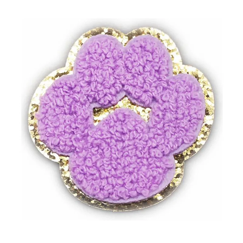 Glitter Chenille Paw Patches Chenille Patches Heat Press Patches