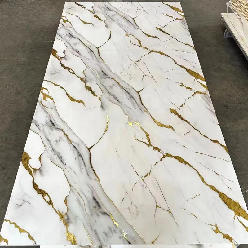 PET high gloss background wall 3D metal carbon crystal panel marble patterned UV panel