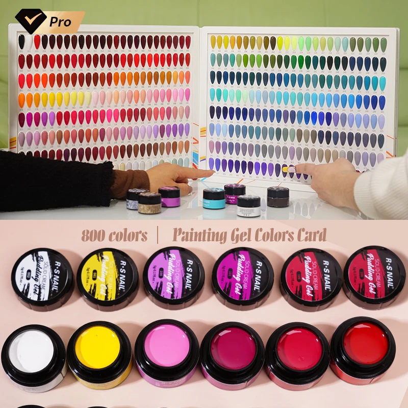 2024 R S Nail Painting Gel 800 Colors Card Nail Gel Polish Color Book OEM Hema Free 3 Step Gel Japanese Painting Art Supplies