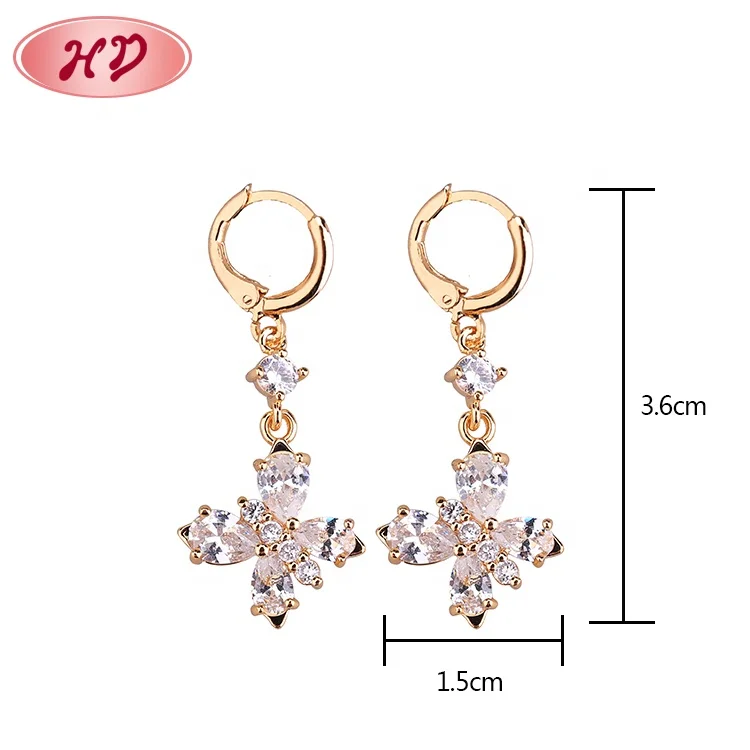 Muslim Jewelry Gold Crystal Drop Jewellery Earring For Gift
