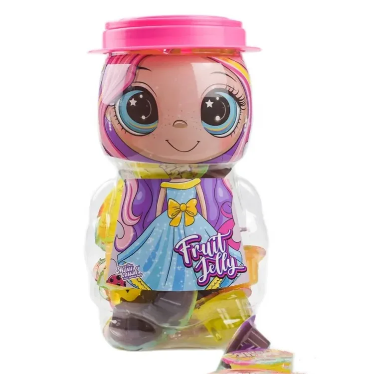 MINICRUSH Fruit Jelly Toy Jar Girl Confectionery Fruit Shaped Jelly Candy for Princess