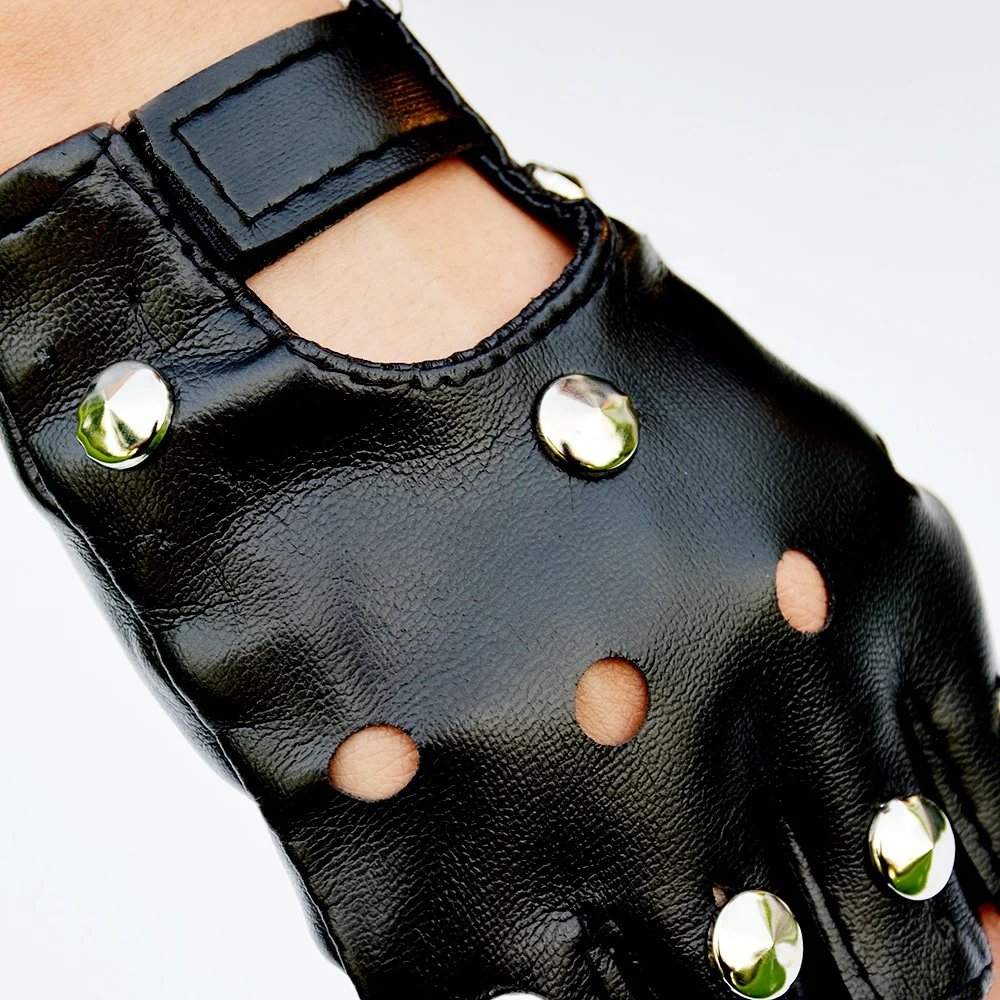 Men Gym Fitness Workout Weightlifting Half Finger Anti-skid Gloves Wrap Cycling Gloves Black Punk Fingerless Gloves