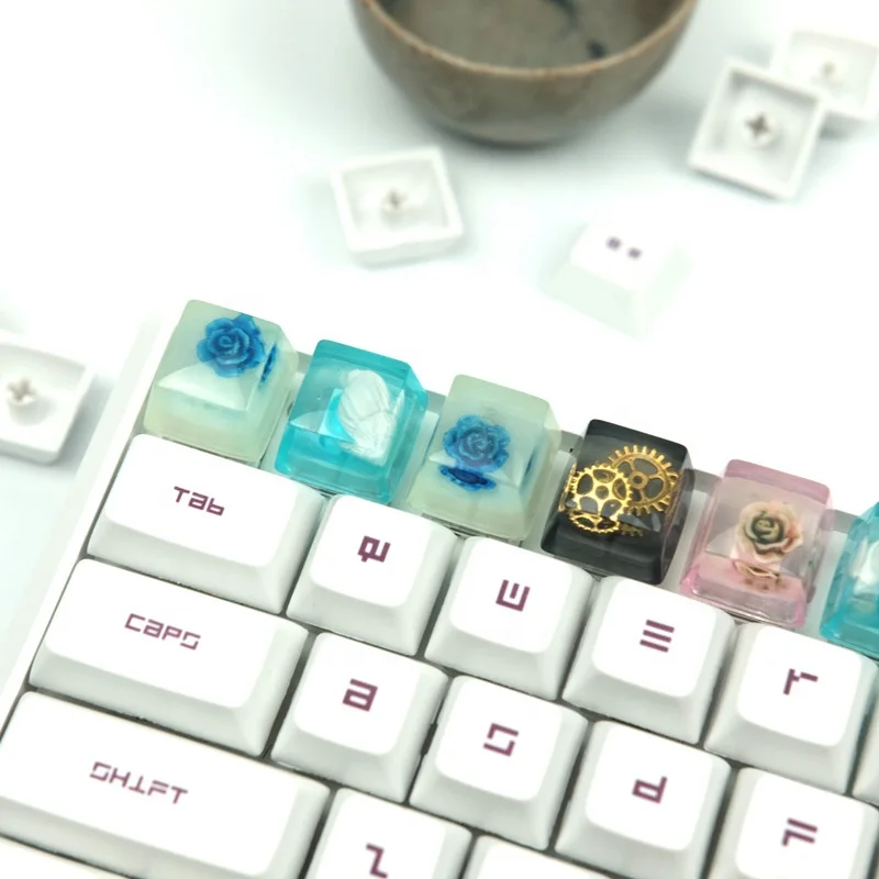 Customized Artisan Resin Blue Enchantress/Conach/Gear/Sakura Keycap For Cherry MX Keyboard Decorate Mechanical Keyboard