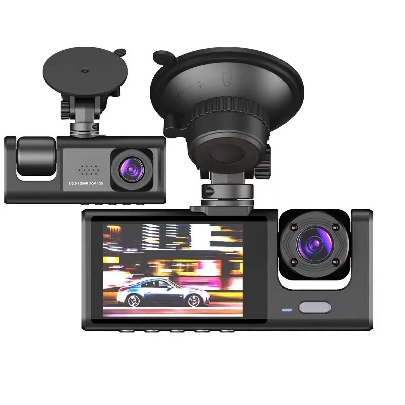 High Quality Three lens 2 Inch HD1080p Dashcam Car Video Recorder with WIfi and G- sensor
