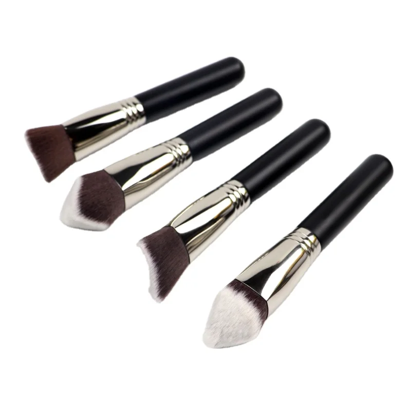 Yalina 2024 New 3D 4D Design Pyramid Type Multi Faceted Cream Foundation Brush Copper Tube Makeup Brushes
