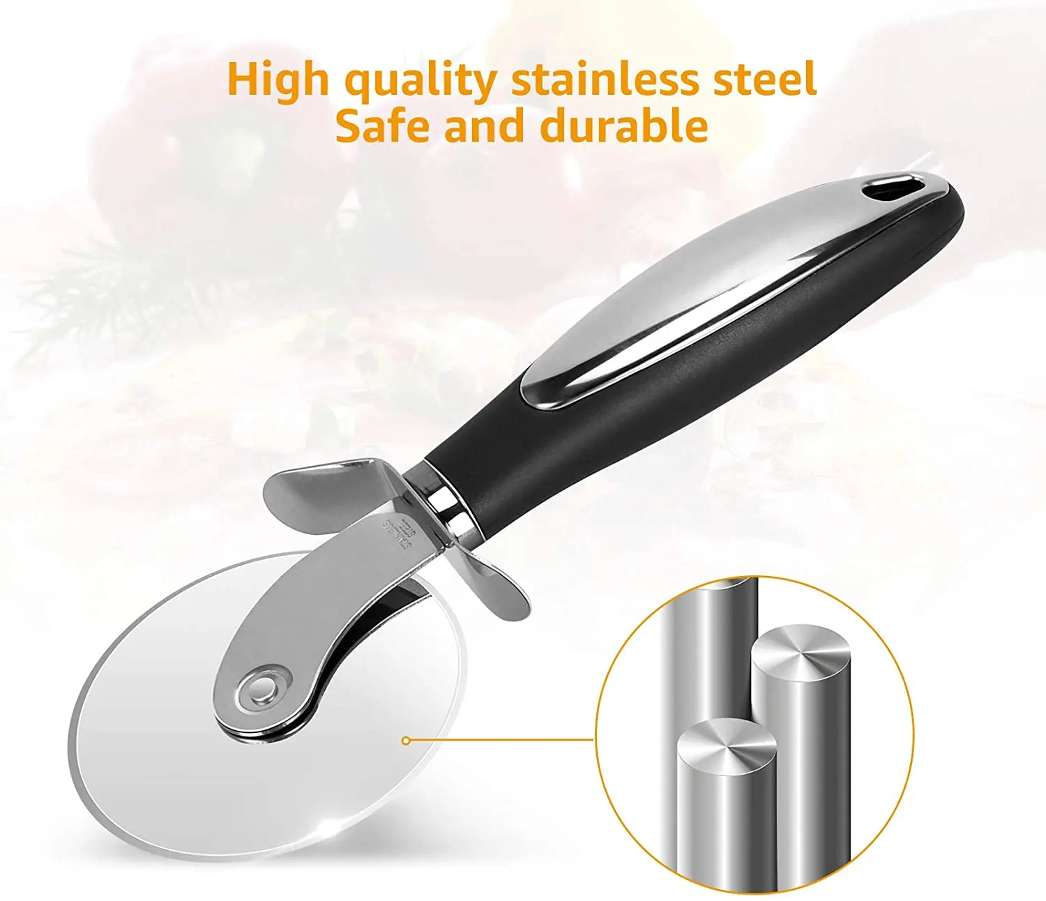 Premium Kitchen Pizza Cutter Wheel Pizza Cutter Super Sharp and Easy to Clean Black Cortador De Pizza