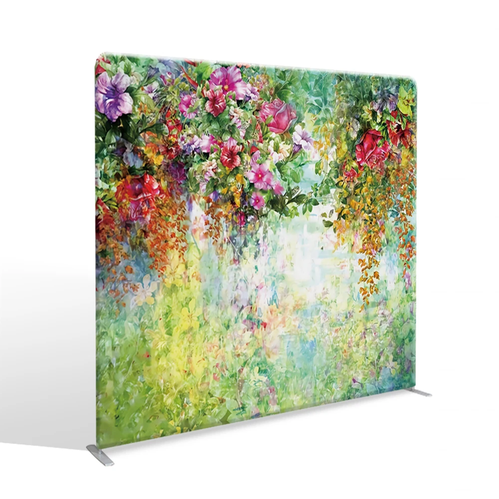 Custom 8ft pillowcase Backdrop Banner Stand Aluminum Alloy Frame Printed Tension Fabric Backdrop photo booth backdrop design