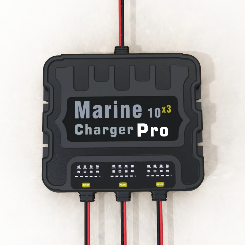 12V Waterproof Onboard Battery Charger 10AMP, Battery Maintainer & Desulfator for SLA/AGM, Lithium (LiFePO4)