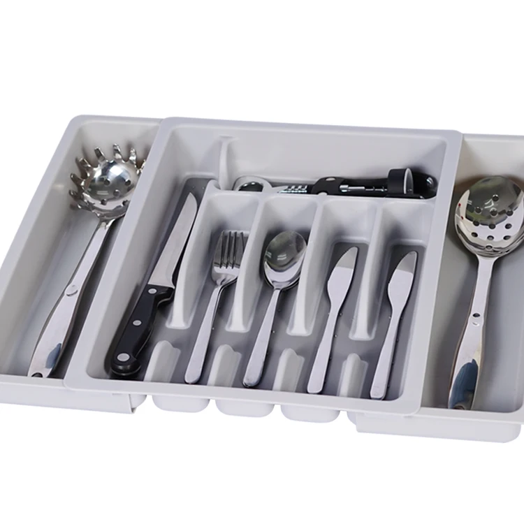 
Food Contact Safe BPA Free Plastic Kitchen Drawer Organizer Expandable Cutlery Tray 