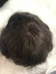 Cheap Natural Color Human Hair Replacement MONO with PU Hairpieces Thin Skin Toupee Manufacturer  Hair Toupee for Men