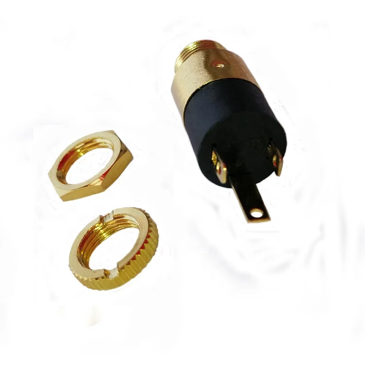 Позолоченный мини-разъем для телефона, 3,5 мм, 1/8 дюйма, гнездо для стереонаушников, аудио-и видеоразъем с втулкой и гайкой