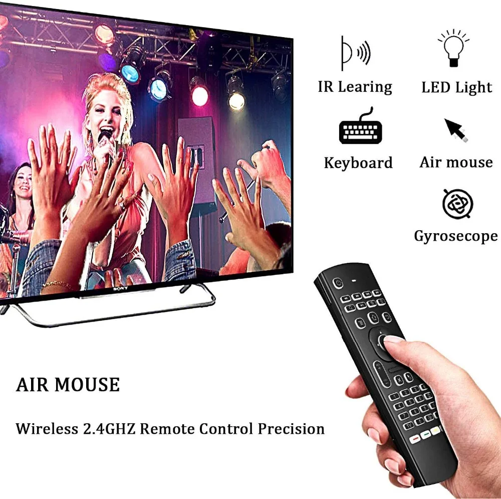 MX3 Backlit 2.4GHz Wireless air mouse with USB Receiver Gyro Sensor universal remote control for tv