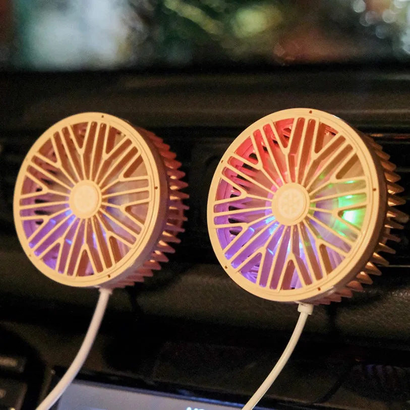 
Macaroon Mini USB Car Cooling Fan 360 Degree Rotation 3 Wind Speed Colorful Breathing Light Air Vent Clip 
