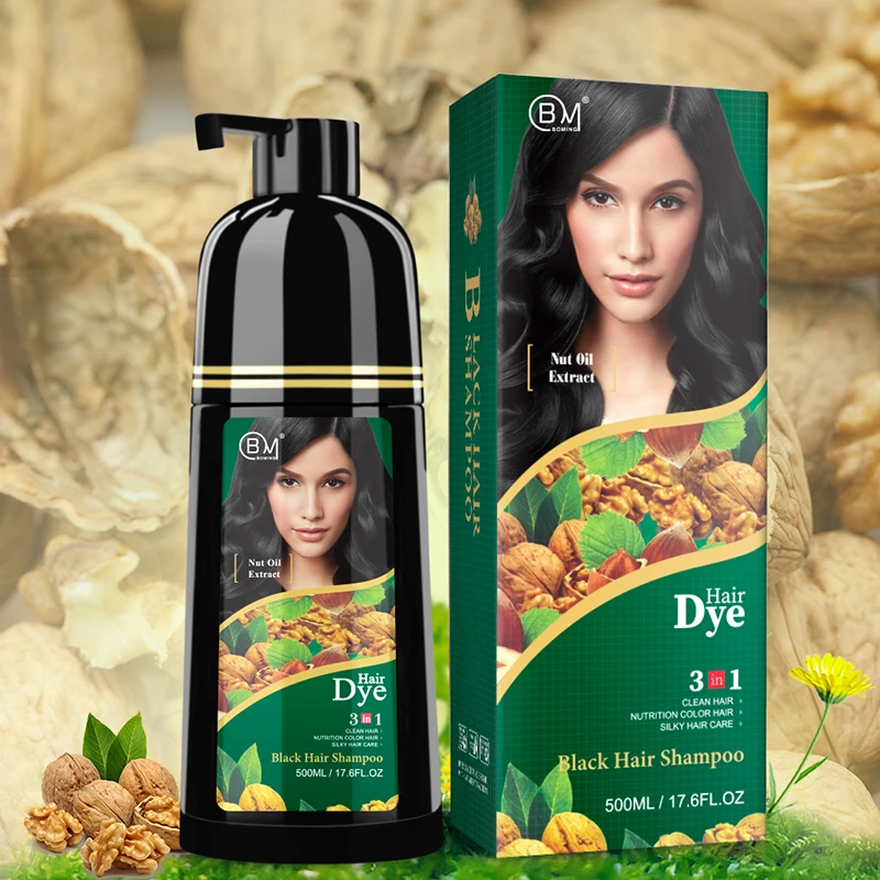 5 min fast dyeing permanent organic black shampoo hair dye  natural herbal shampoo hair dye color