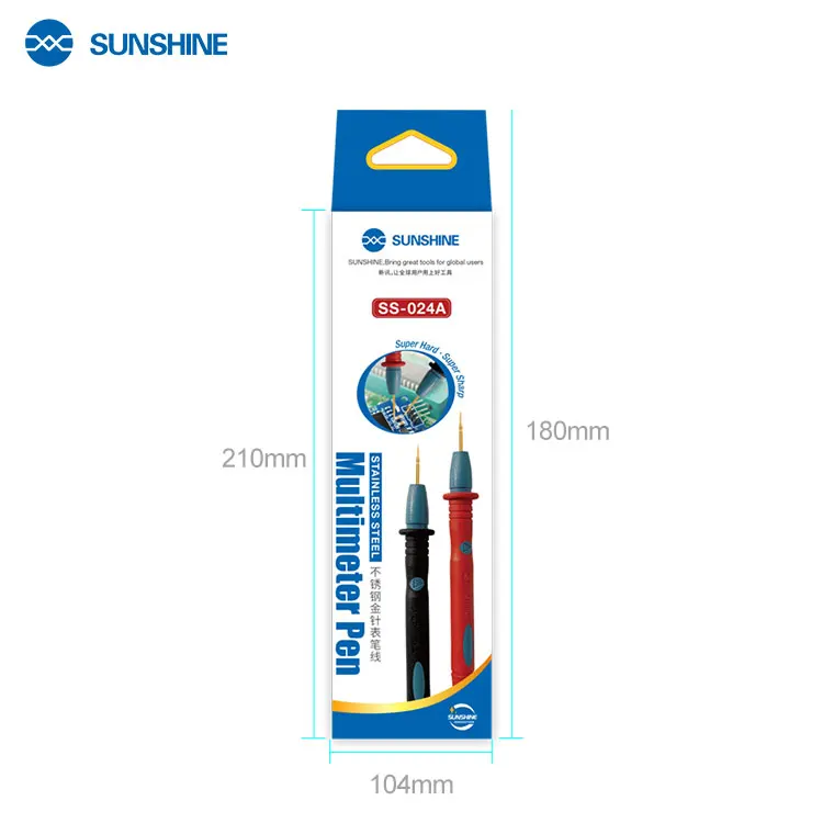 SUNSHINE SS-024A Супер жесткий проходит по всей длине) и очень острые нержавеющая сталь Золотая игла Цифровой мультиметр
