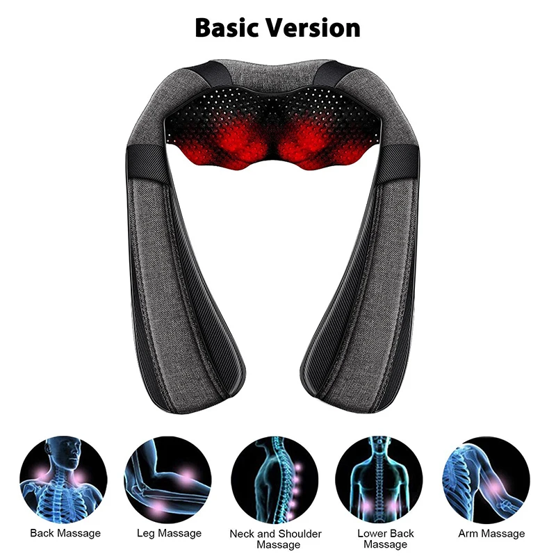 Electric Shiatsu Back Neck And Shoulder Massager Heating Kneading Thermal Neck And Back Lifting And Tighten Massager