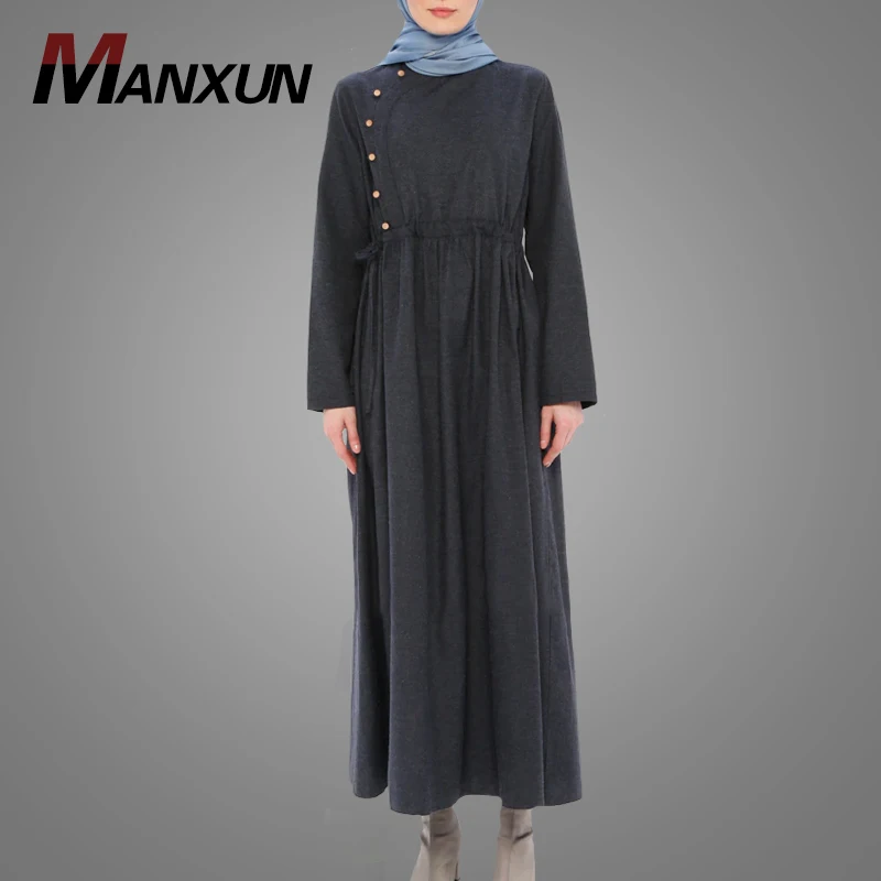 New Hot Sale Female Islamic Clothing High End Long Sleeve Elastic Waist Indonesia Kaftan Dress Casual Muslim Abaya Online