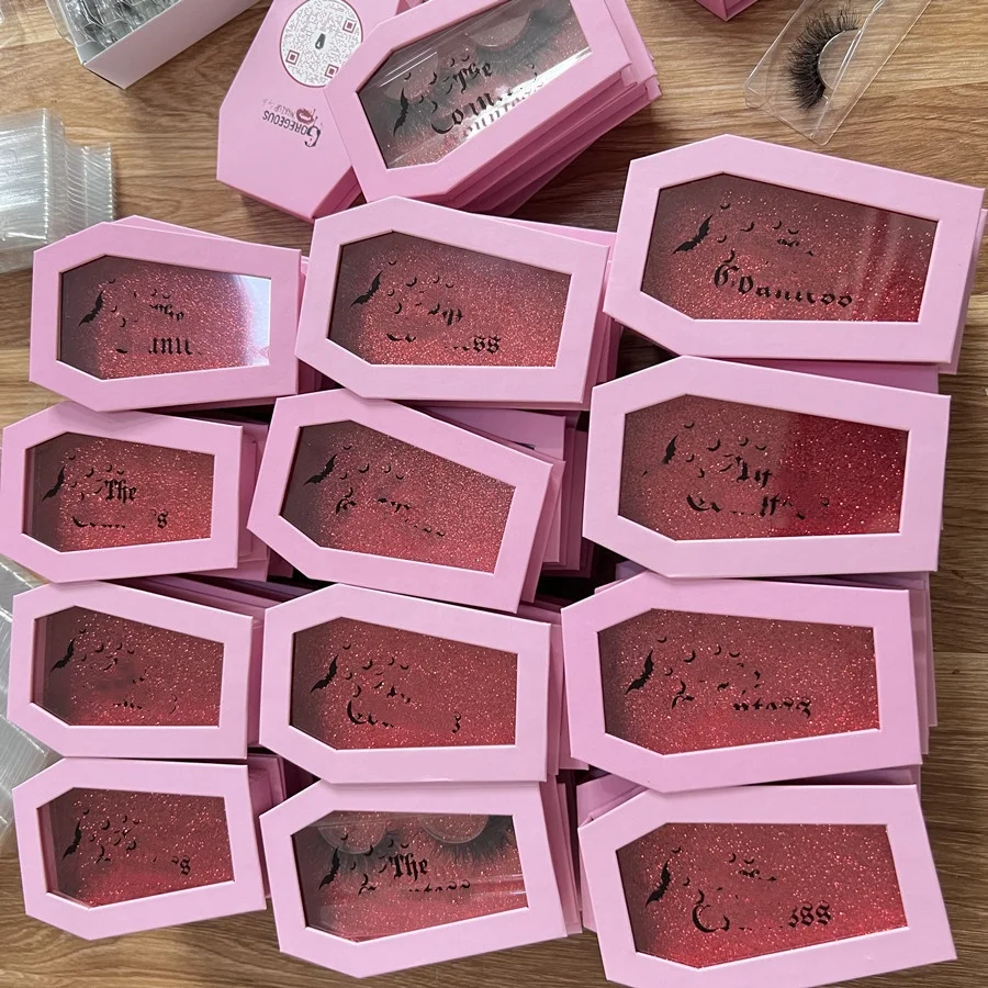 halloween christmas custom logo cardboard mink eyelash vendor cosmetic coffin gift packaging treat eye lash paper box for makeup