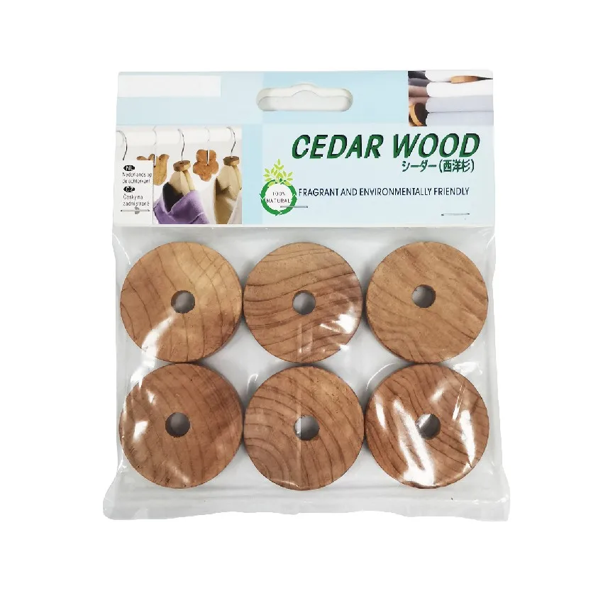6 PCS 4 cm new arrival 100% natural  aromatic cedar wood ring  anti moth repellent wood  cedar block for clothes storage