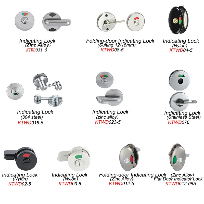 Hardware Lock Zinc Alloy Toilet Cubicle Accessories Toilet Lock with Indicator
