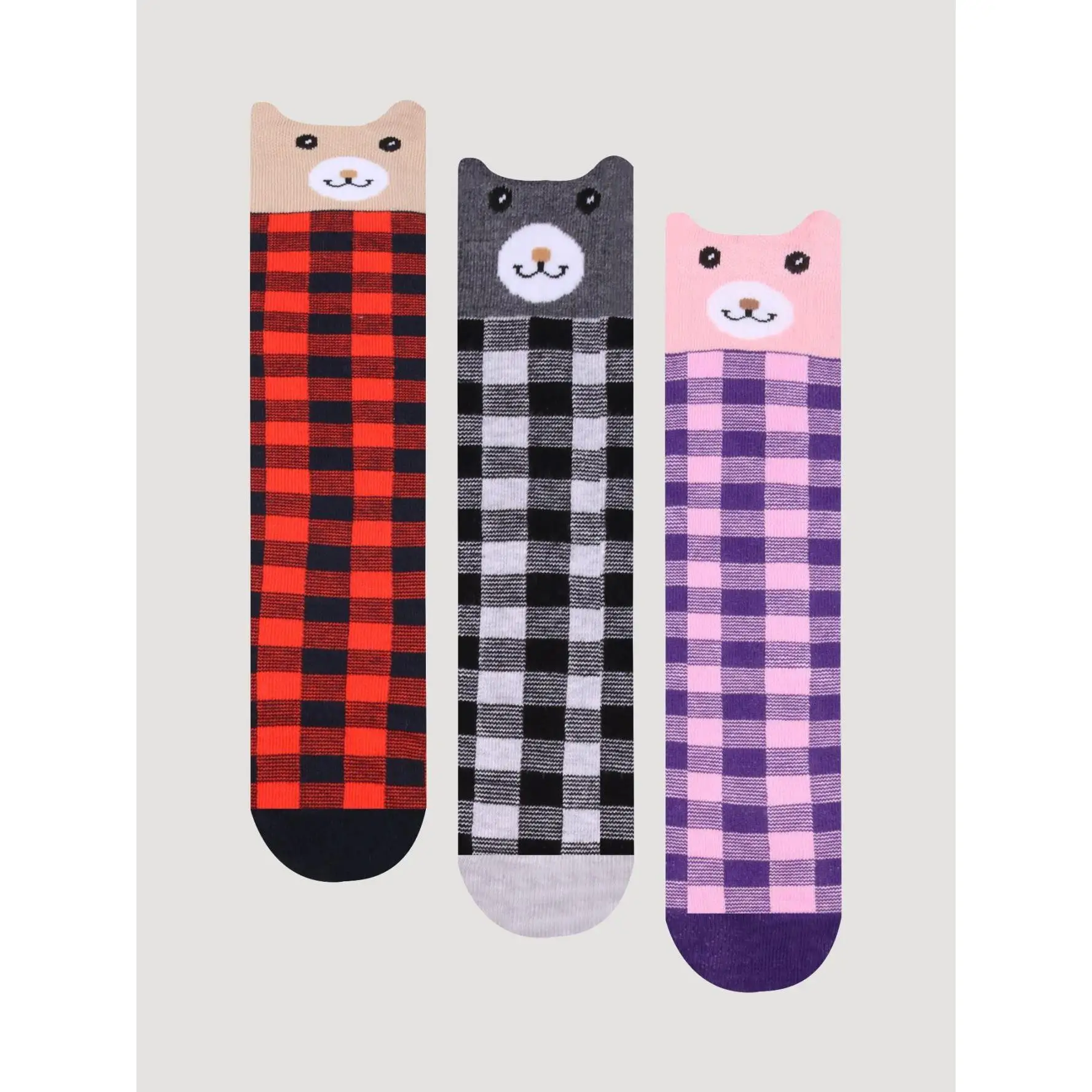 3D Bear Patterned Girls  Knee High Socks