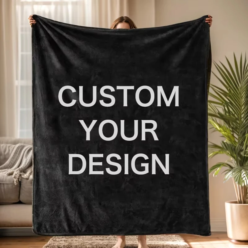 Luxury Brands Logo Digital Print Warm Premium Brand Designer Flannel Blanket
