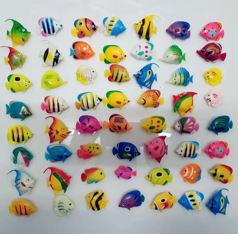 Artificial Tropical Fishes Floating Decoration for Fish Tank Summer Party Pool Catching Fish Game Favor Plastic Multi-Color