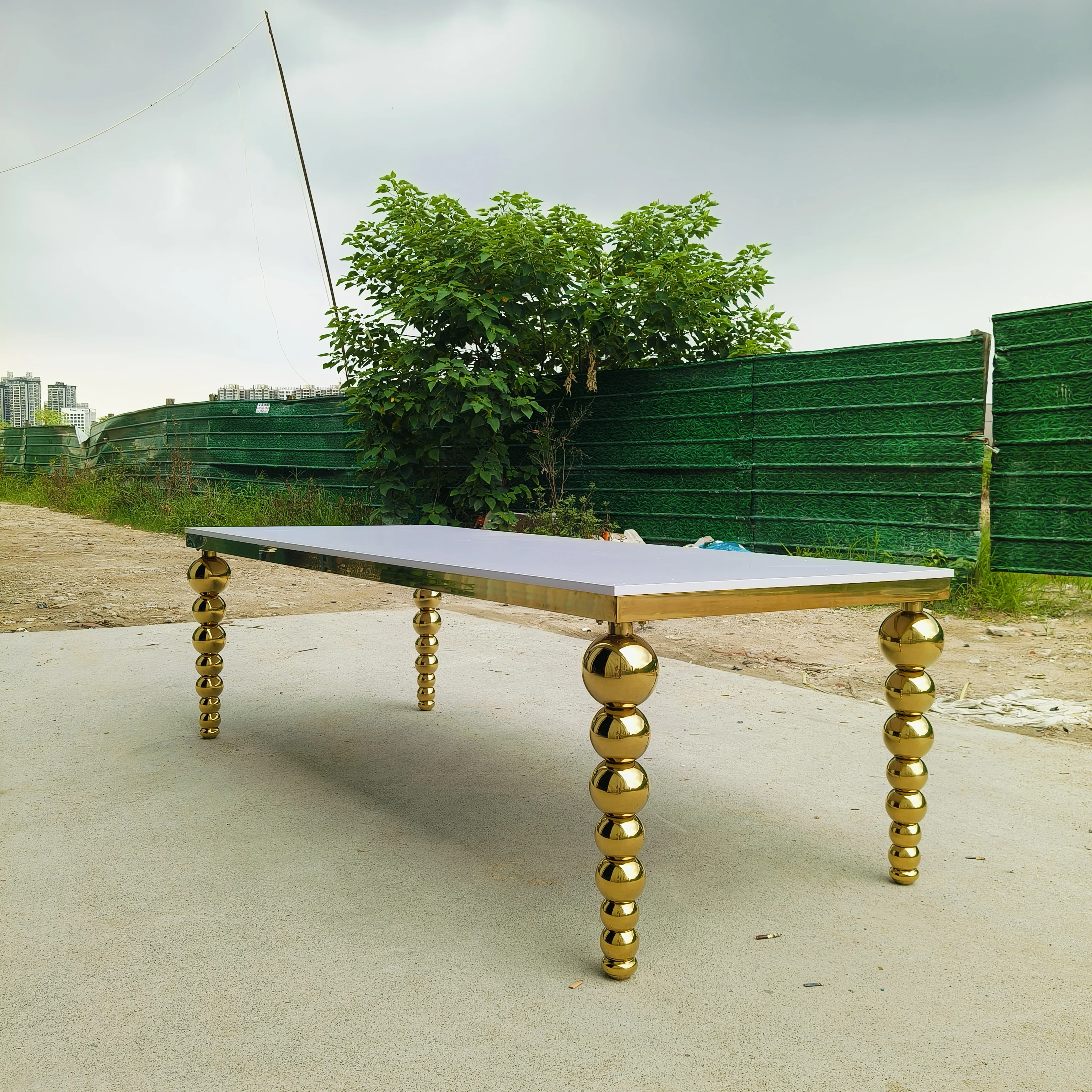 Luxury Rectangle Tables and Chairs for Events Stainless Steel Wedding Dining Tables