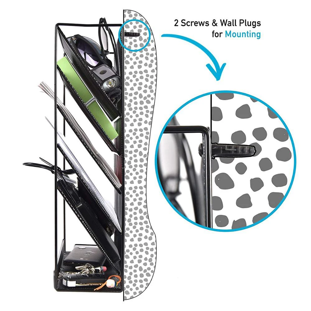Mutil-function hanging wall mount mounted office school home file metal mesh magazine wall organizer