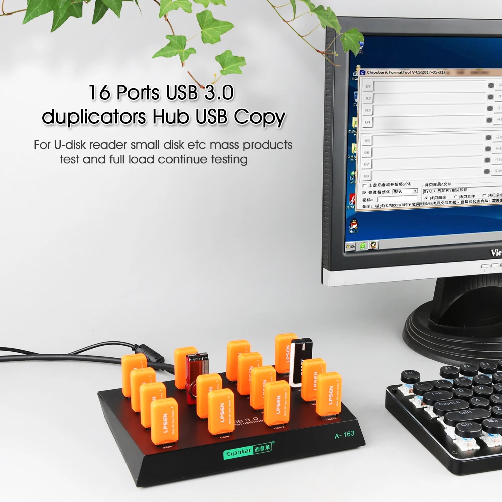 Sipolar a-163 best selling shenzhen 16 ports usb duplicator 3.0 hub for USB disk/SD card and TF card