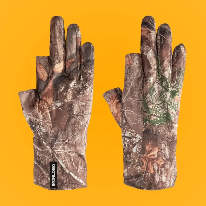 Amazon Custom logo Full Finger Neoprene Men Women Cold Brown Camo Hunting Gloves