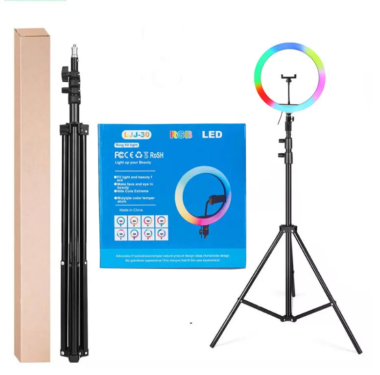 14 Inch Led RGB Ring Light Photographic Lighting 2700-6500K Ring Lamp With Tripod and USB Port Ringlight