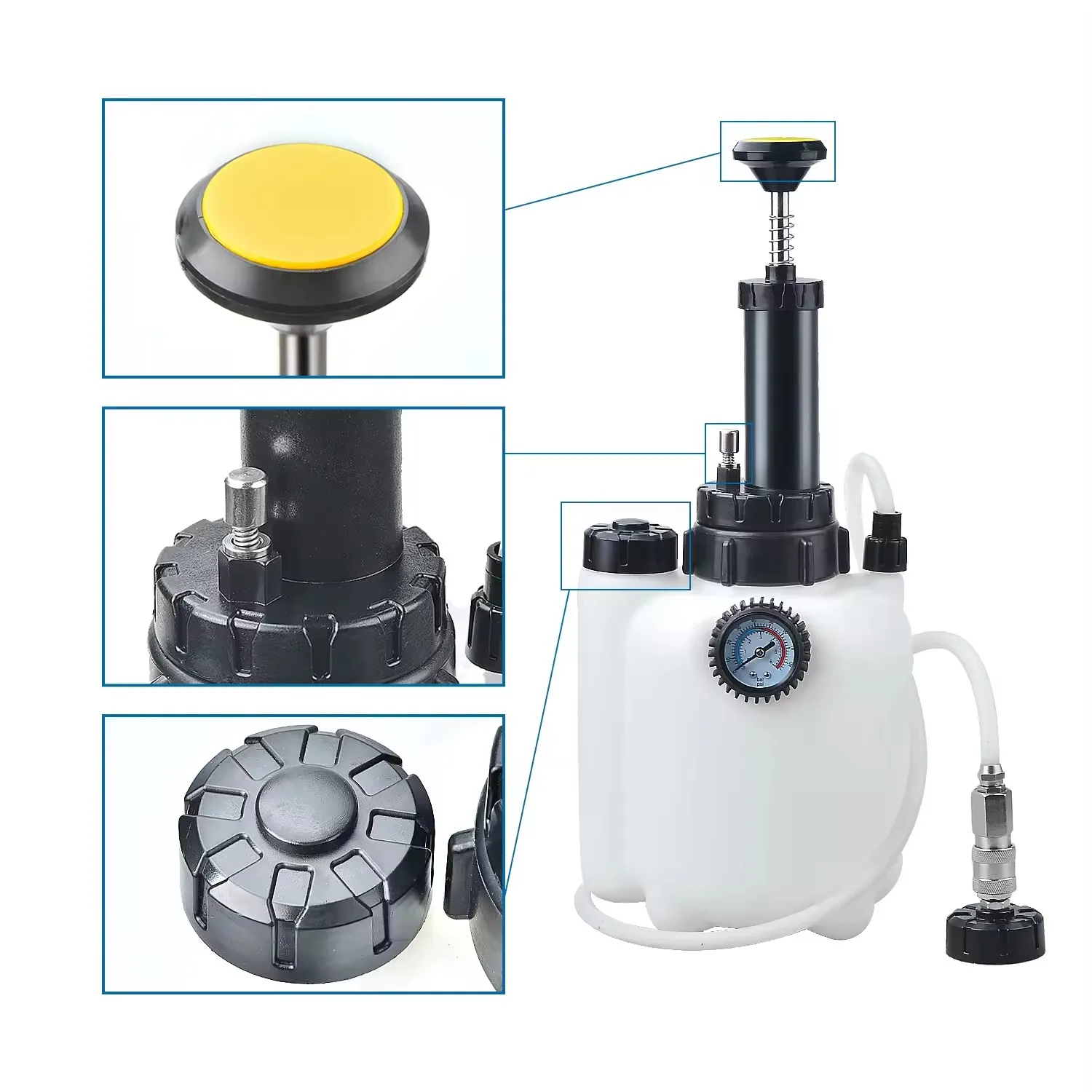 3L Manual Brake Clutch Fluid Bleeder Kit Oil Change Hand Pressure Pump Refill Tank Tool Set Manul Brake Oil Replacement Kit