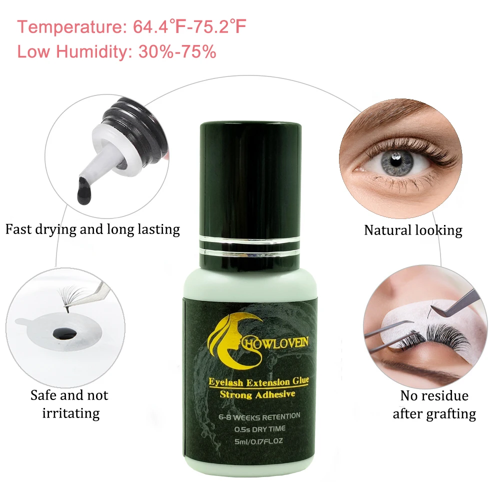 Hypoallergenic Lash Extension Glue No Burn Black Clear Pink Blue Eyelash Extension Glue