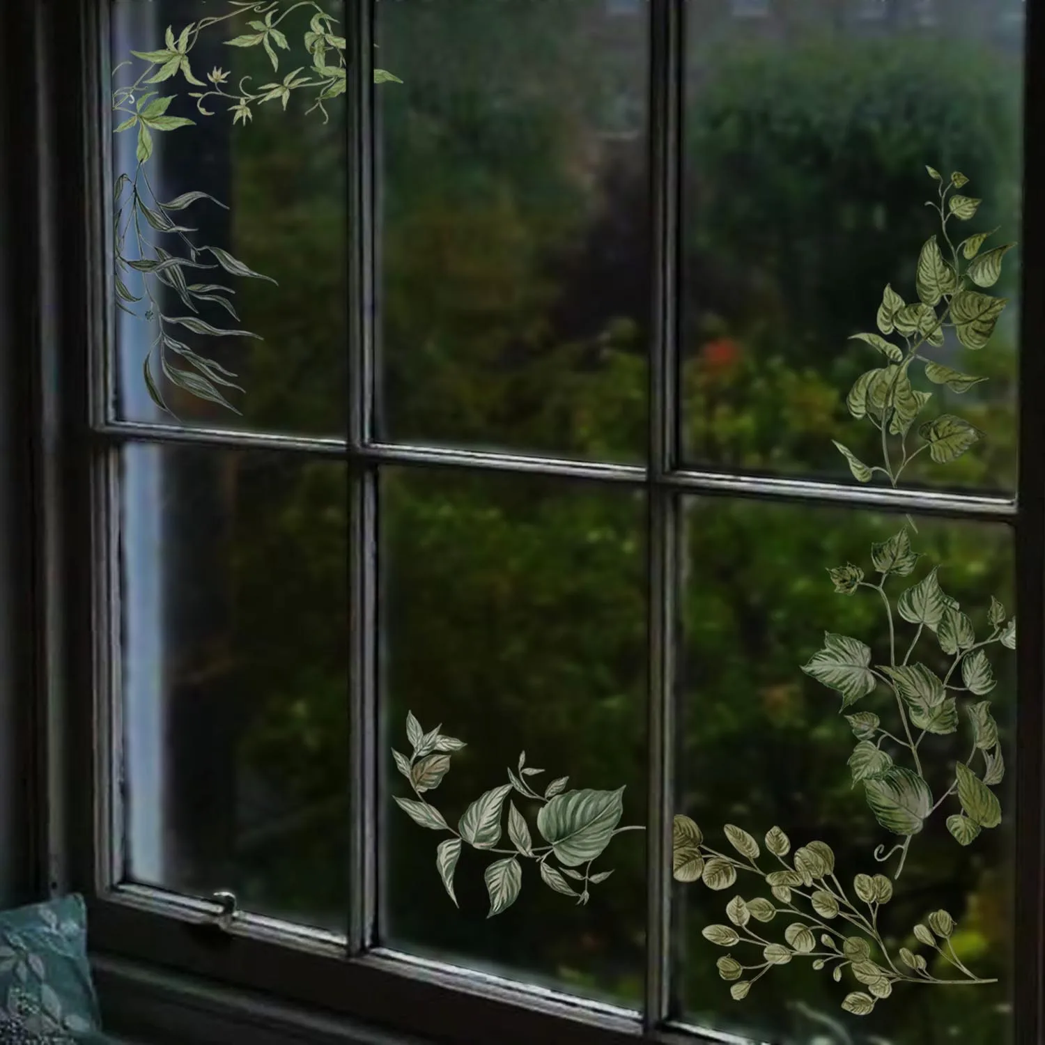 Funlife vintage british fig leaves Hand-painted window sticker  HD glass decoration window cling SEUK024