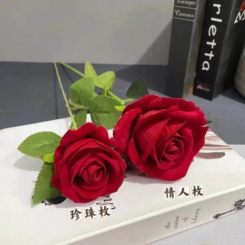 Factory lower wholesale bulk single artificial roses red white artificial roses flowers