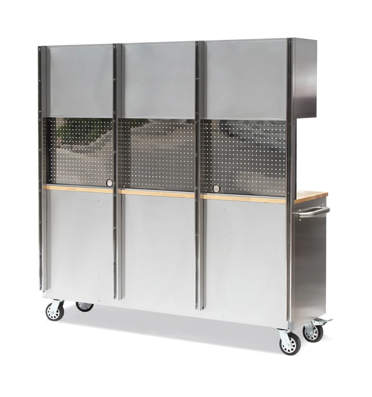 hot sale 72 Inch Anti-Fingerprints Stainless Steel Rolling Tool Cabinet Tool Chest on wheels tool storage system