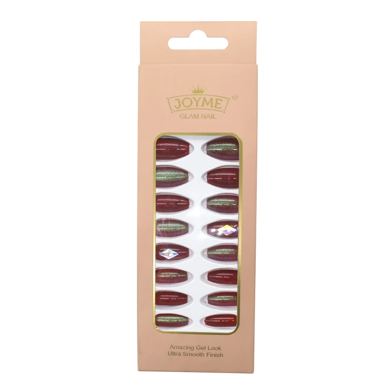 NEWAIR wholesale price jewelry nail design coffin shape artificial nail tips pearl glitter nail for lady