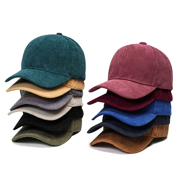 LRT Wholesale High Quality Fashion Mens Sports Baseball Cap Hats Custom Embroidery Logo Blank Corduroy Trucker Hats For Unisex
