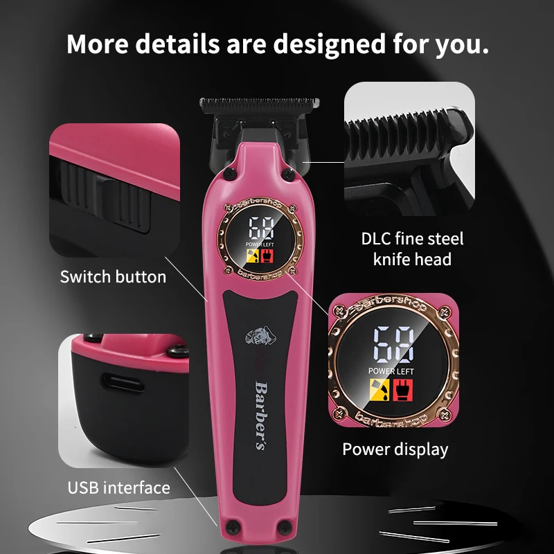 Factory Price Portable Electric Hair Trimmer Wireless LCD Display Clipper Blade Hair Cutting Machine For Men