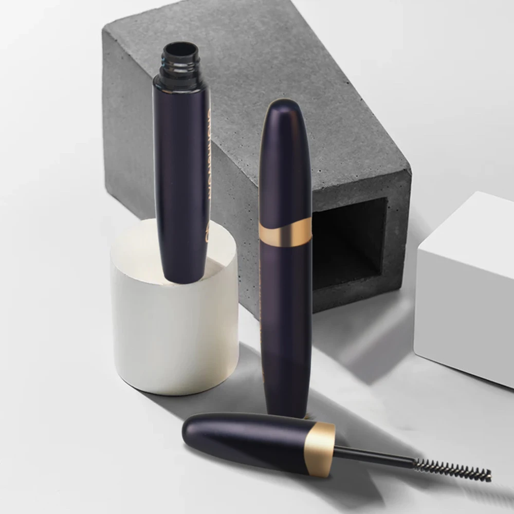Cosmetic Tube Empty Black 8ml Plastic PET Tube Matte Black Metal Eyelash Mascara Tube With Brush Extra-fine  Lengtheningmascara