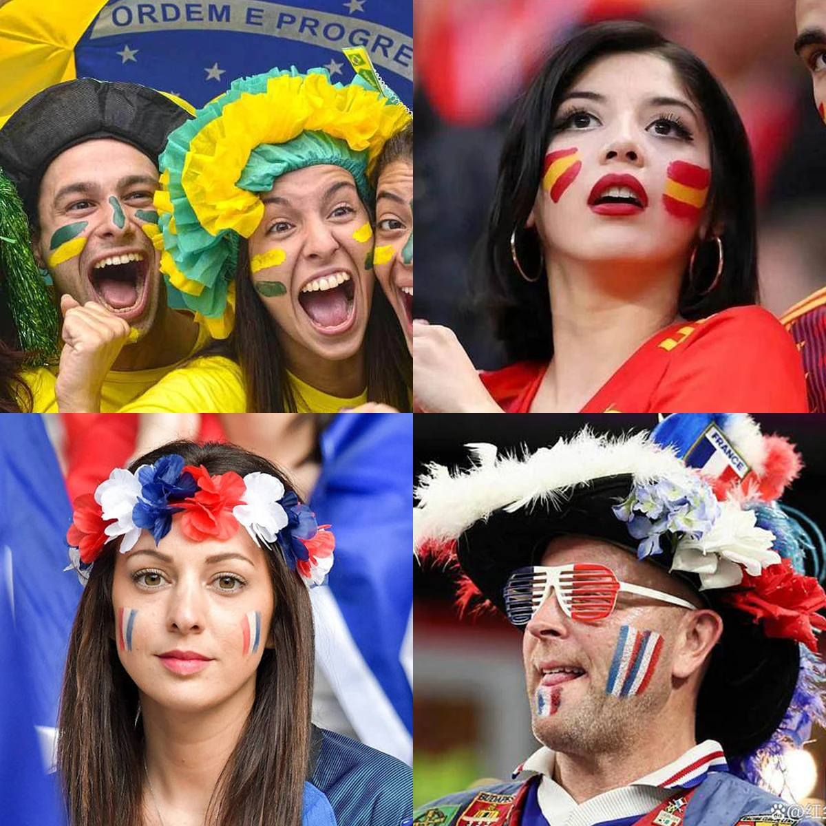 red white blue 3 color sport face painting stick rainbow customized cheap oil flag football fan face body paint