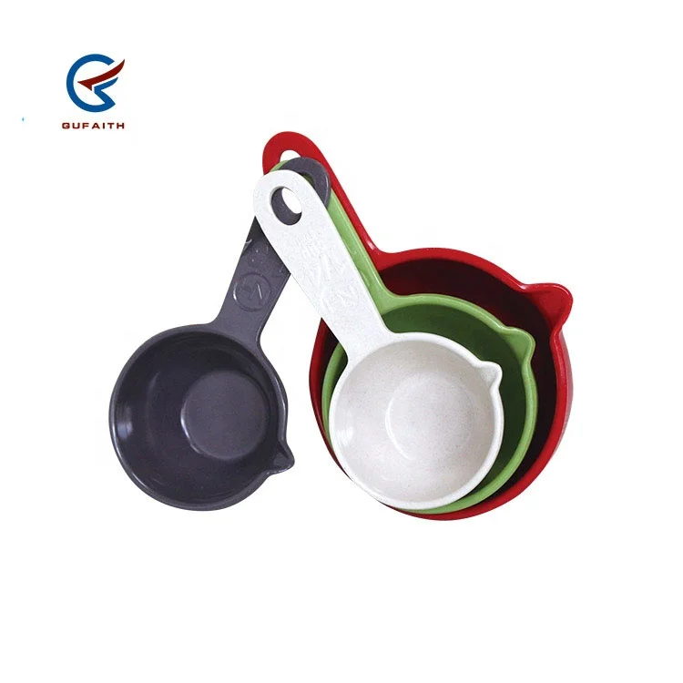 Kitchenware 4-pieces Bamboo Fiber & Melamine Cups & Spoons Set Measuring Cups for Home and Kitchen
