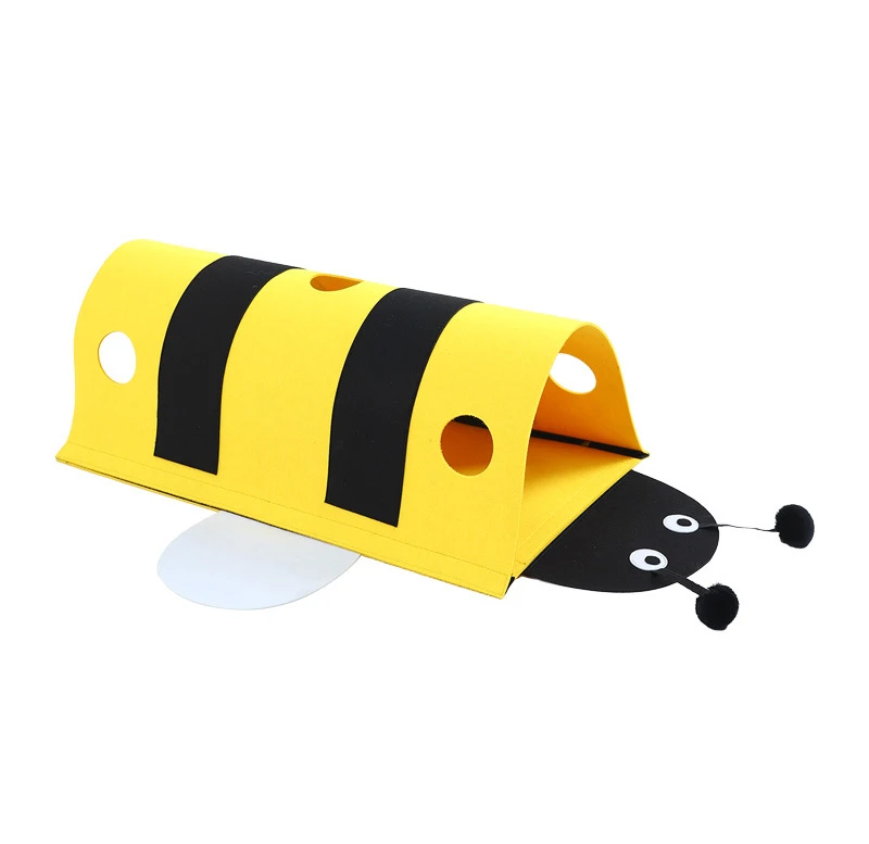 Small bee felt cat tunnel magic stick straight tube channel removable cat drilling hole club petz mouse house cat toy