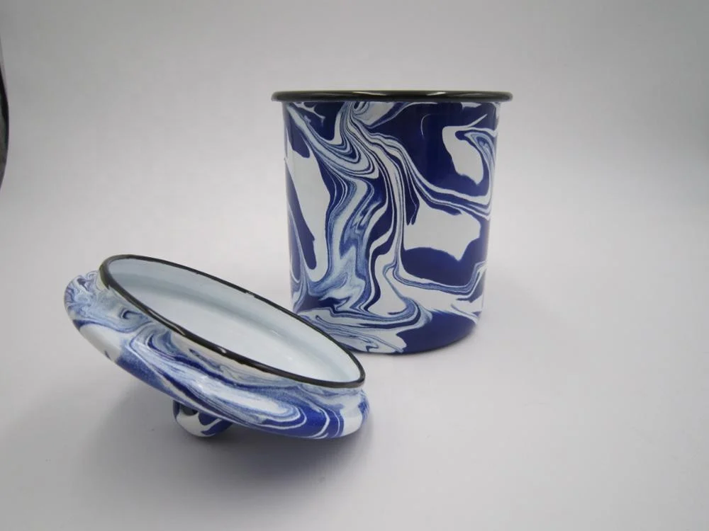 Enamel Swirl Canister Storage Canister With Lid