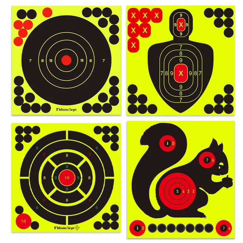 8-Inch Shooting Target Sticker Label Fluorescent Color Shooting Splash Arrow Target Paper Bow and Arrow Aiming Target Paper